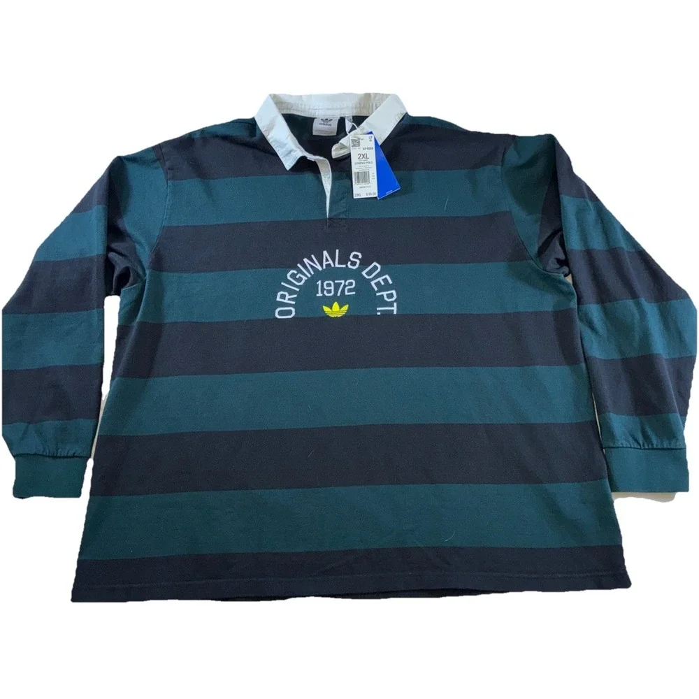 Adidas‎ Originals Striped Rugby Polo Athletic Dept Men's XXL New